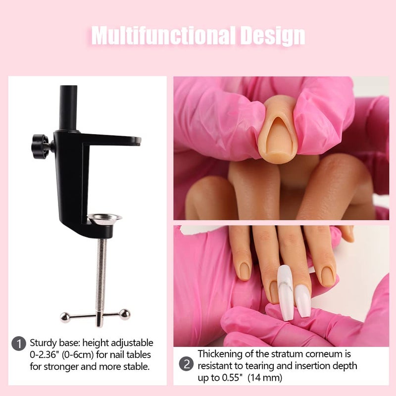 KnowU Nail Pratice Training Hand for Acrylic Nails with Stand Bracket,Soft Silicone Maniquin Hand, Flexible Bendable Nail Practice Fake Hand for Nails Art Practice Tool - Image 4